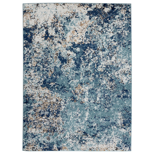 17 Stories Thorold Abstract Blue/Ivory Area Rug & Reviews Wayfair